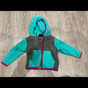 The north face 6-12 months hooded fleece .